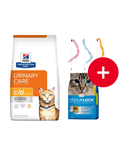 HILL'S Prescription Diet Feline c/d Multicare Urinary Stress 8 kg + żwirek i zabawka dla kota GRATIS