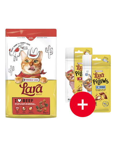 VERSELE-LAGA Lara Adult Beef 7 kg karma dla kotów z wołowiną + 2 przysmaki GRATIS