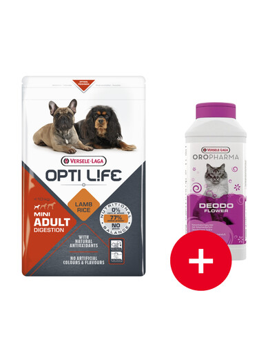 VERSELE-LAGA Opti Life Adult Digestion Mini dla ras małych z wrażliwym układem pokarmowym 7,5 kg + odświeżacz GRATIS