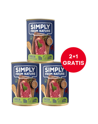 SIMPLY FROM NATURE Mokra karma dla psa Jeleń z kaszą gryczaną 400 g (2+1 GRATIS)