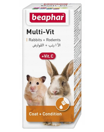 BEAPHAR Multi-Vit + Vit.C Preparat Witaminowy Dla Królików i Gryzoni 20 ml