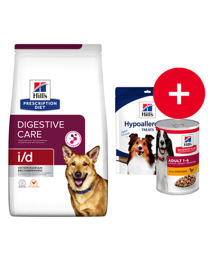 HILL'S Prescription Diet i/d Activ Biome Digestive Care Chicken Dog 12 kg dla psów z wrażliwym układem pokarmowym + smakołyki GRATIS