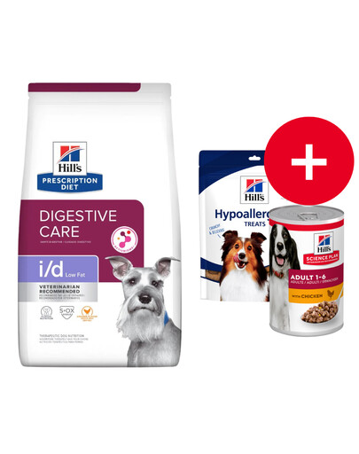 HILL'S Prescription Diet Digestive Care i/d ActivBiome Canine Low Fat kurczak 12 kg dla psów z wrażliwym układem pokarmowym + smakołyki GRATIS