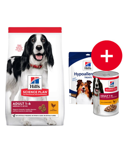 HILL'S Science Plan Adult Medium breed sucha karma z kurczakiem 14 kg + smakołyki GRATIS