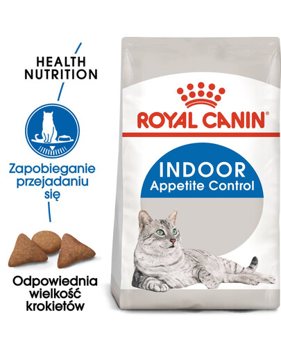 ROYAL CANIN Indoor Apetite Control 12x400 g karma sucha dla kotów dorosłych, przebywających wyłącznie w domu, domagających się jedzenia