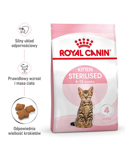 ROYAL CANIN Kitten Sterilised 4x2 kg karma sucha dla kociąt od 4 do 12 miesiąca życia, sterylizowanych