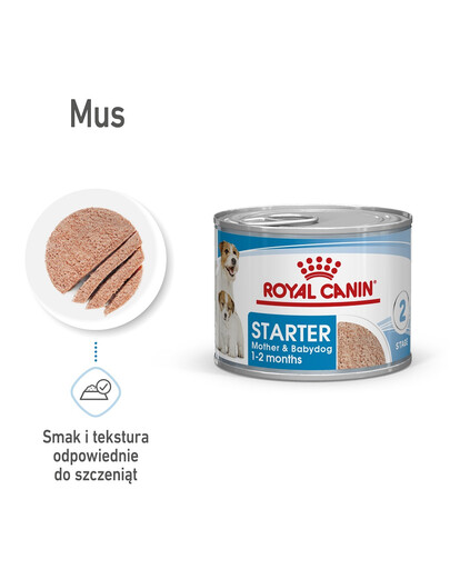 ROYAL CANIN Starter Mousse Mother & Babydog 6x195 g karma mokra - mus, dla suk w czasie ciąży, laktacji oraz szczeniąt