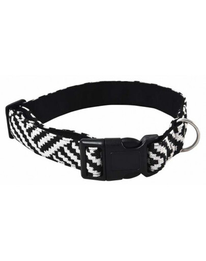 Obroża dla psa z wytrzymałej tkaniny 1,5x30-40cm biało-czarne paski