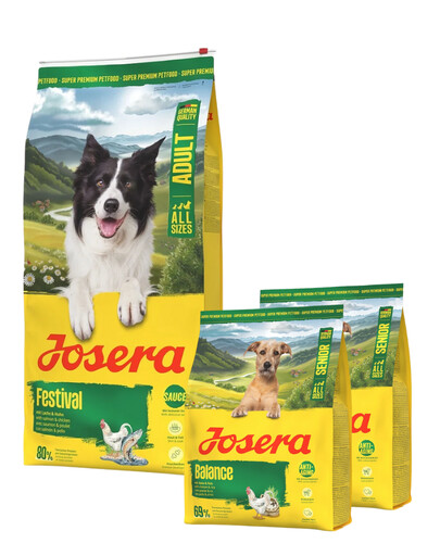 JOSERA Festival 12,5kg dla wybrednych psów z pysznym sosem + 2x900g karmy GRATIS