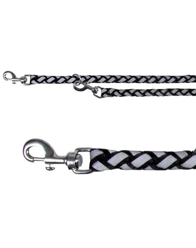 Smycz nylonowa 2 m / 12 mm srebrno-czarna