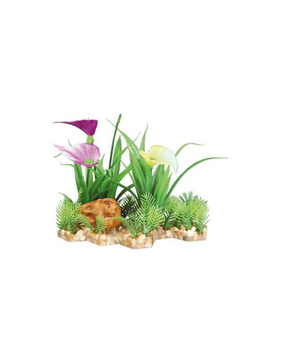 Plastic plant in gravel bed. 13 cm