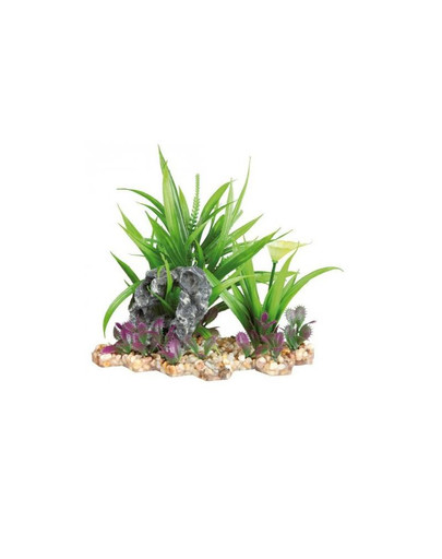 Plastic plant in gravel bed. 18 cm