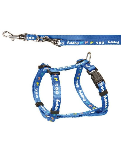 Smycz z uprzężą niebieska 23-34 cm / 8 mm