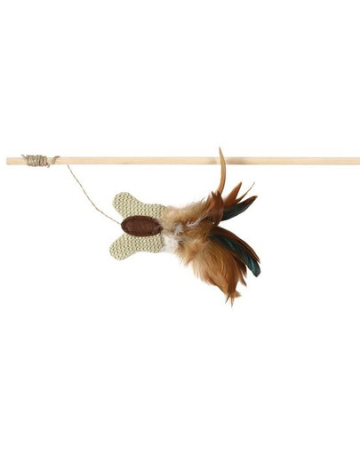 Wędka mysz z piórami 50 cm ciemny brąz