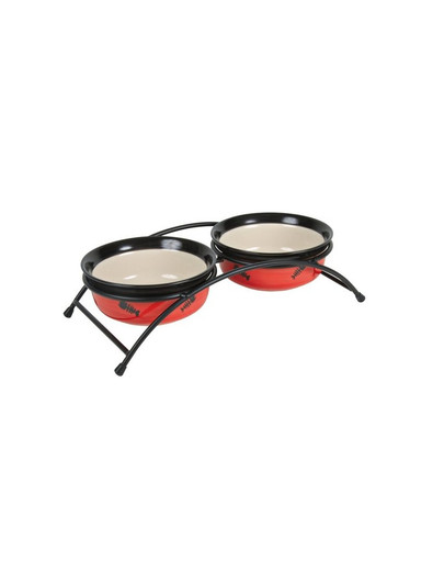 Miski ceramiczne na stojaku 250 ml/12.5 cm czerwone