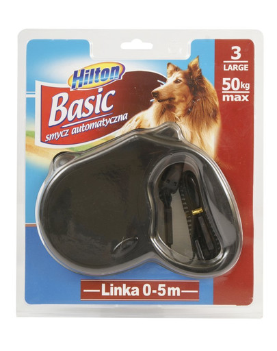Basic 3 smycz automatyczna 5 m czarna dla psa do 50 kg