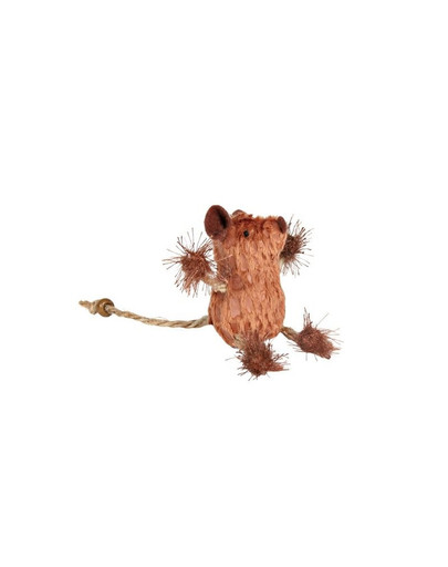 Zabawka dla kota - mysz brązowo-beżowa  8 cm
