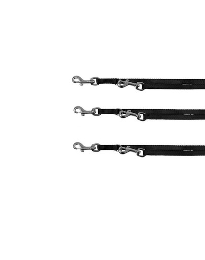 Premium smycz podwójna splot XS- S  2 m/15 mm czarna