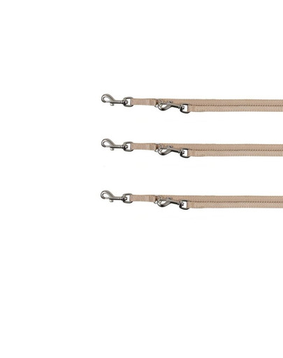 Premium smycz  podwójna  XS 2 m/10 mm beżowa