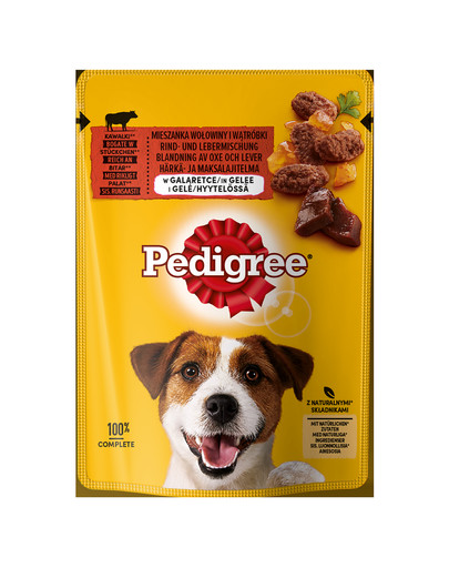 PEDIGREE Adult kawałki w galaretce z wołowiną i wątróbką 24x100g