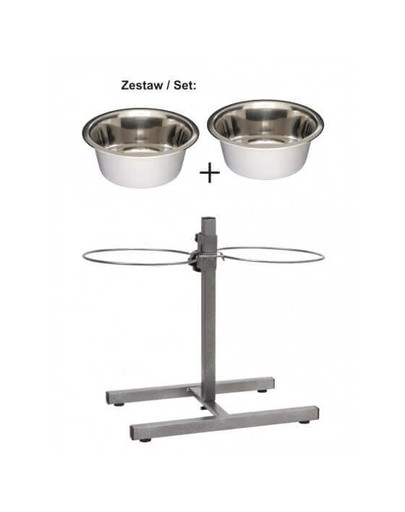 Stojak Regulowany Z Miskami 2,8L Metaliczny