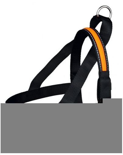Świecące Szelki Norweskie USB, Czarno/Pomarańczowe, M: 50–65 cm