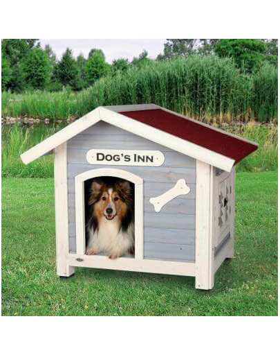 Natura Dog Kennel With Saddle Roof M: 91 × 80 × 80 cm Light Blue/White