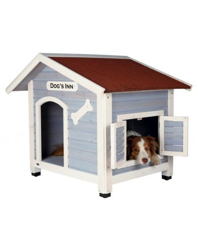 Natura Dog Kennel With Saddle Roof M: 91 × 80 × 80 cm Light Blue/White