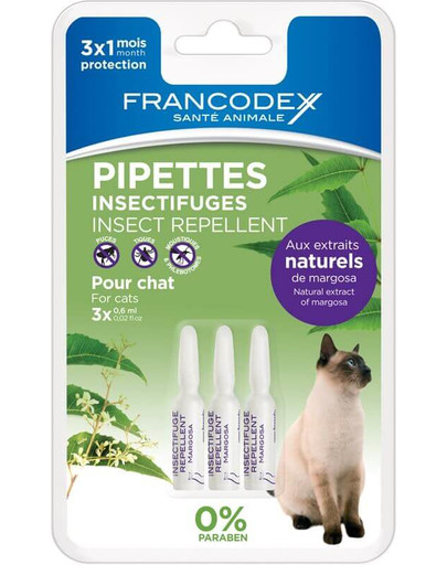 Krople dla kotów powyżej 2kg odstraszające insekty 3 x 0,6 ml