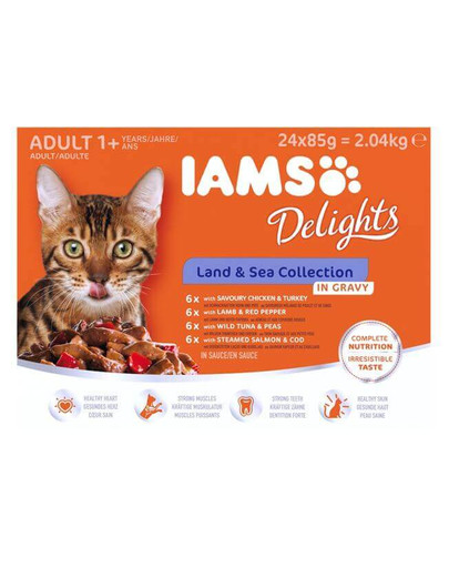 Cat Delights Adult All Breeds Land&Sea In Gravy Pouch 24 X 85 g