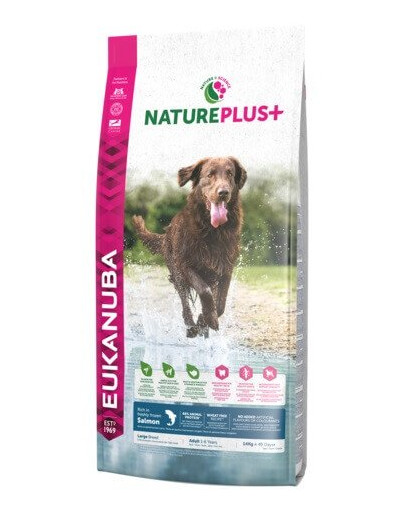 Nature Plus+ Adult Large Breed Rich in freshly frozen Salmon 10 kg