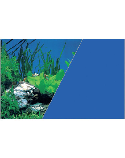 Tło akwariowe dwustronne 60 x 120 cm rośliny skała/niebieskie