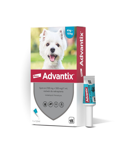 ADVANTIX Roztwór do nakrapiania dla psów od 4 do 10 kg (1 x 1 ml)