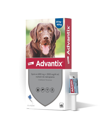 ADVANTIX Roztwór do nakrapiania dla psów od 25 do 40 kg (4 x 4 ml)