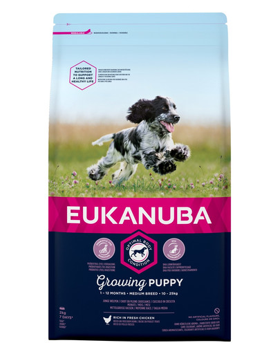 Growing Puppy Medium Breed bogata w świeżego kurczaka 2kg