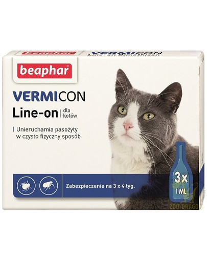 Vermicon Line-On Cat Krople Przeciw Pchłom i Kleszczom dla Kota 3x1 ml