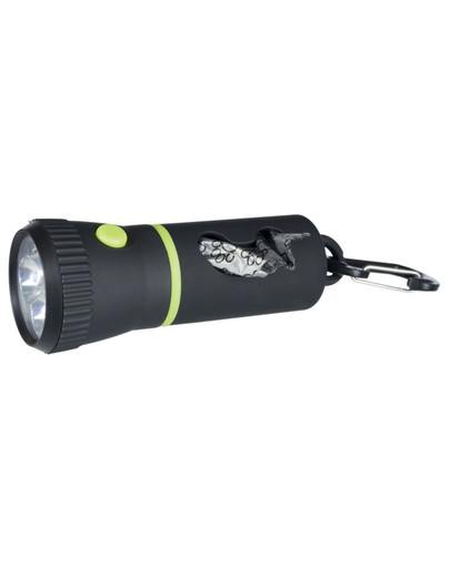 Dozownik do woreczków na nieczystości z lampą LED, 17 cm, czarny