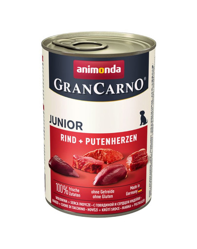 Grancarno puszka 0.4 kg junior wołowina / serca indycze