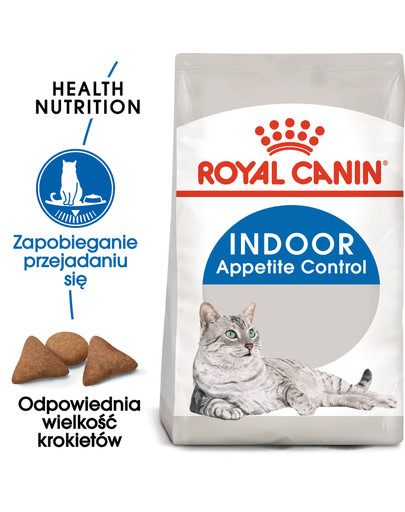 Indoor Apetite Control 2 kg karma sucha dla kotów dorosłych, przebywających wyłącznie w domu, domagających się jedzenia