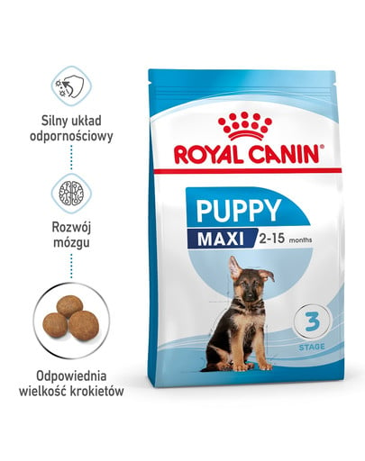 Maxi Puppy 4 kg karma sucha dla szczeniąt, od 2 do 15 miesiąca życia, ras dużych