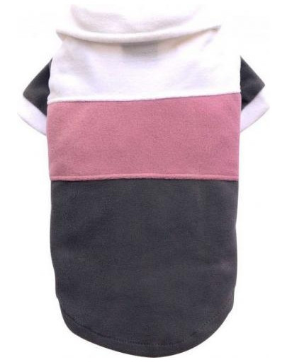 Sweter z polaru w paski, biało/różowo/szary, L 31-33 cm/46-48 cm