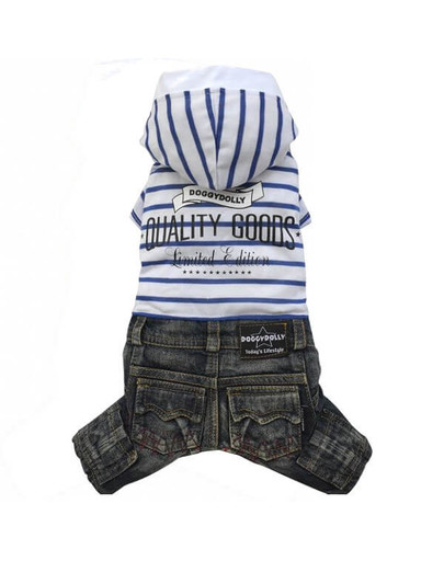 Komplet jeans z kapturem, biały, M 28-30 cm/41-43 cm