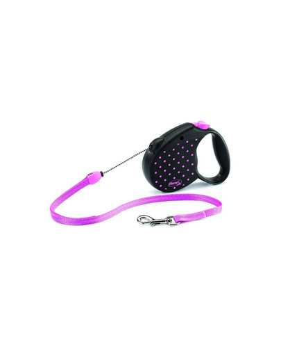Smycz automatyczna FLEXI COLOR DOTS S linka 5 m, różowa
