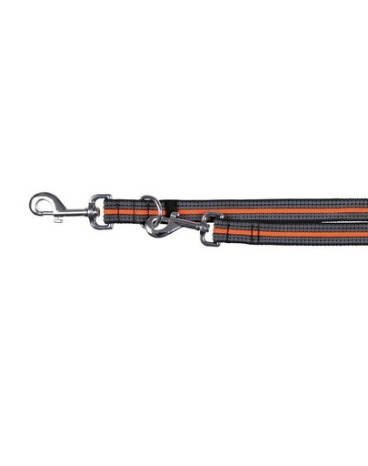 Smycz "Fusion adjustable lead" S - L 2 m / 17 mm czarno - pomarańczowy