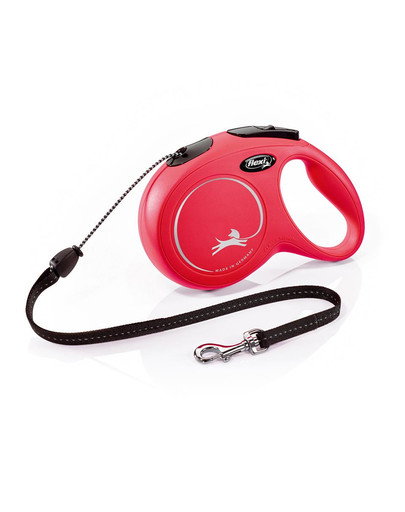 Smycz New Classic M Sznurek 8 m. Czerwona. do 20 kg