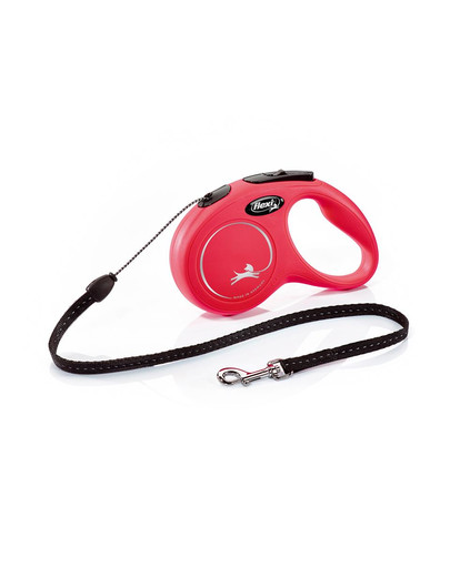 Smycz New Classic S Sznurek 5 m. Czerwona. do 12 kg