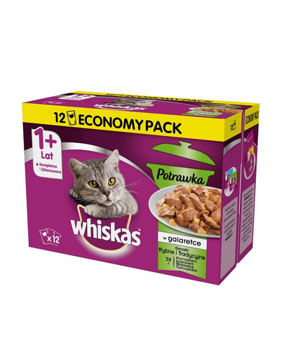 Potrawka Adult 12x85g Smaki Rybne i Tradycyjne - mokra karma dla kotów w galaretce (z kurczakiem, z łososiem, z wołowiną, z tuńczykiem)