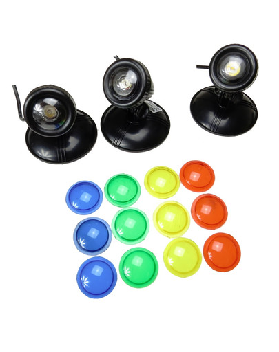 wodoodporna lampa LED 3x1W 12V szkiełka kolorowe