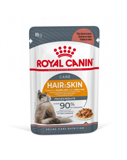 ROYAL CANIN Hair&Skin w sosie, karma mokra w sosie dla kotów dorosłych, zdrowa skóra, piękna sierść