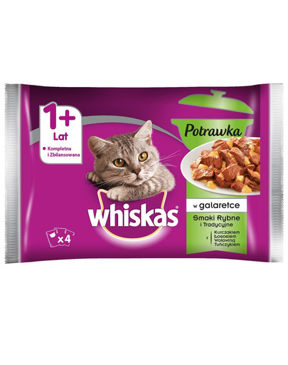 Potrawka Adult saszetka 13*4*85g Smaki Rybne i Tradycyjne - mokra karma dla kotów w galaretce (z kurczakiem, z łososiem, z wołowiną, z tuńczykiem)
